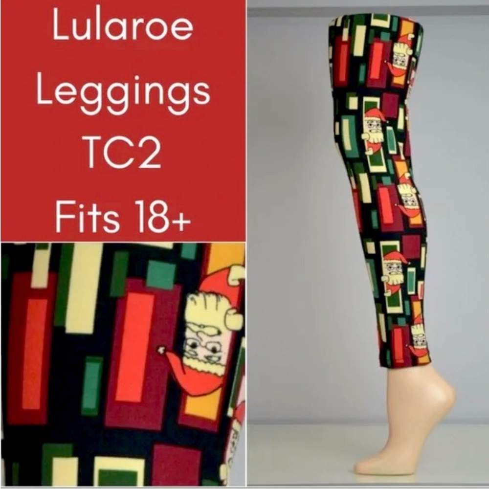 Lularoe Peeking Santa TC2 Leggings